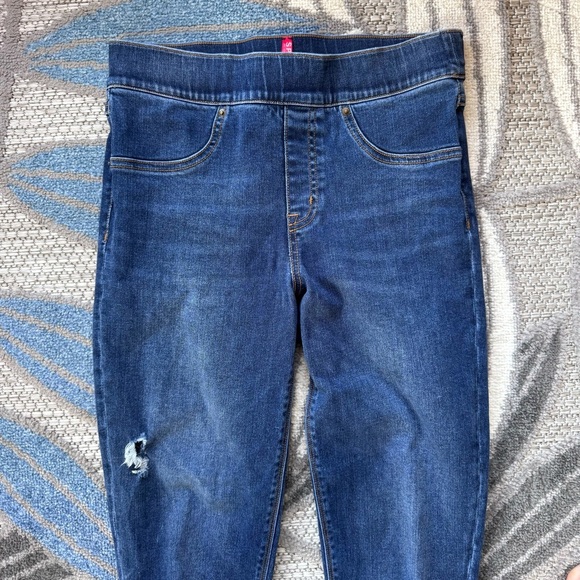 Spanx Women's Medium Wash Denim Distressed Legging Ankle Skinny‎ Size Small - Picture 3 of 7